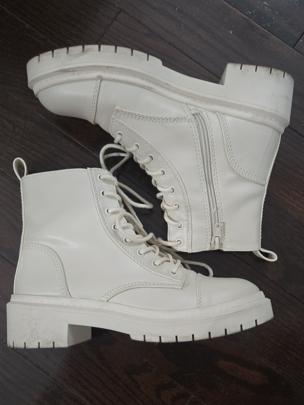 Aldo Cream Lace-Up Women's Combat Boots